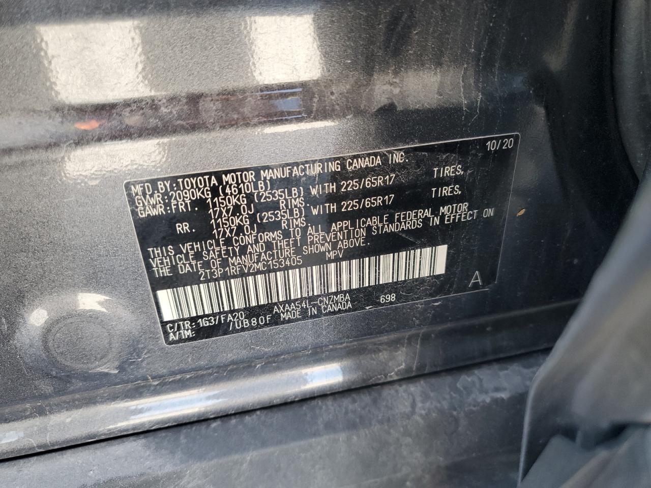 2021 Toyota Rav4 Xle VIN: 2T3P1RFV2MC153405 Lot: 81455615