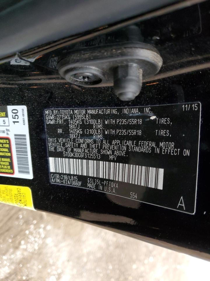 2015 Toyota Sienna Xle VIN: 5TDDK3DC6FS125513 Lot: 82234105