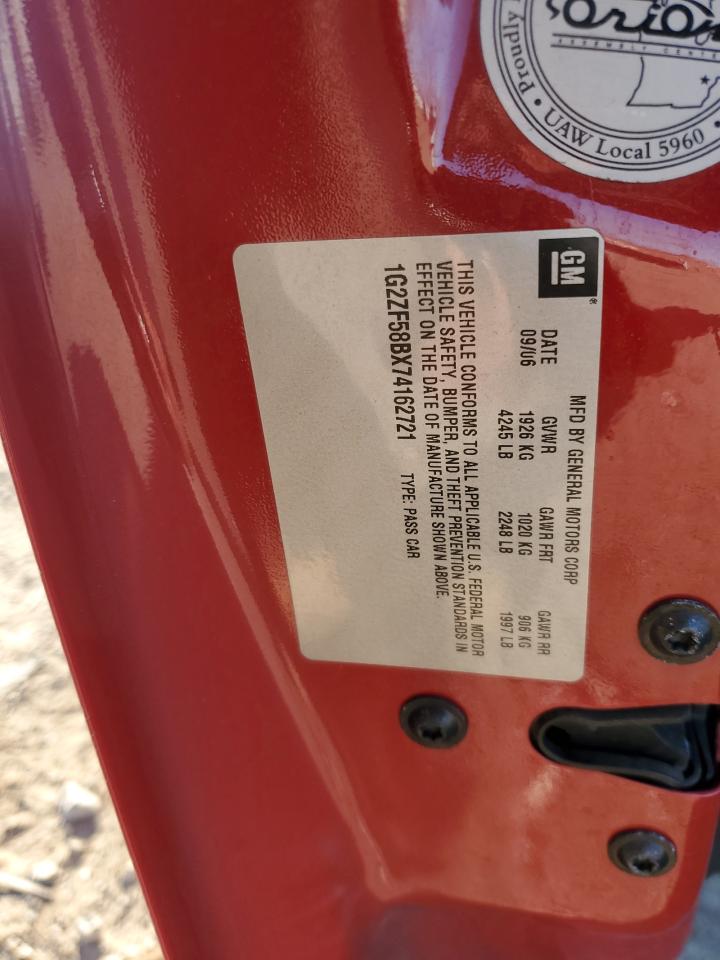 2007 Pontiac G6 Value Leader VIN: 1G2ZF58BX74162721 Lot: 90482595