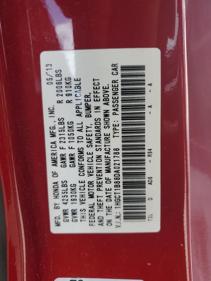 2013 Honda Accord Exl VIN: 1HGCT1B88DA021788 Lot: 82318925