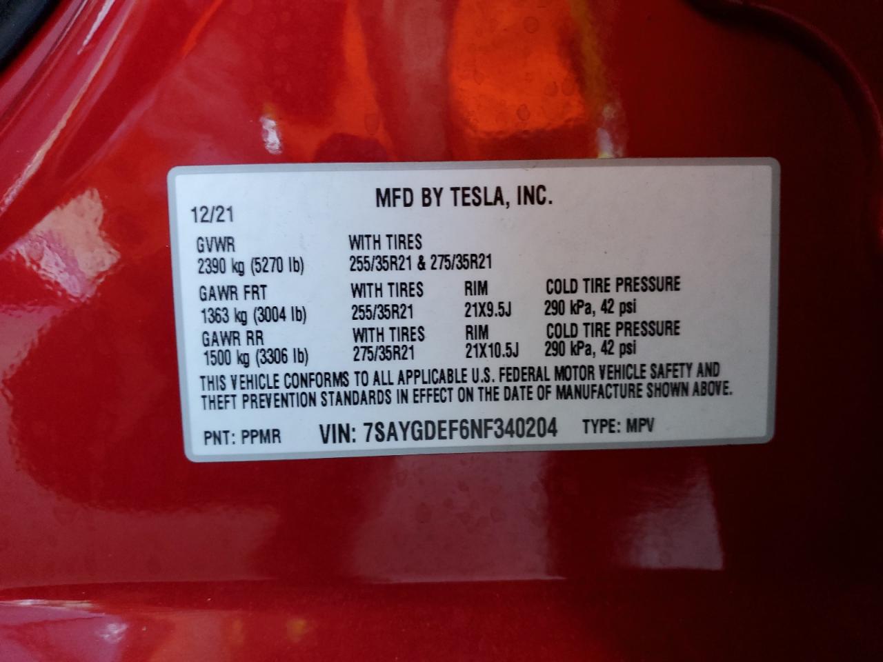 2022 Tesla Model Y VIN: 7SAYGDEF6NF340204 Lot: 82315455