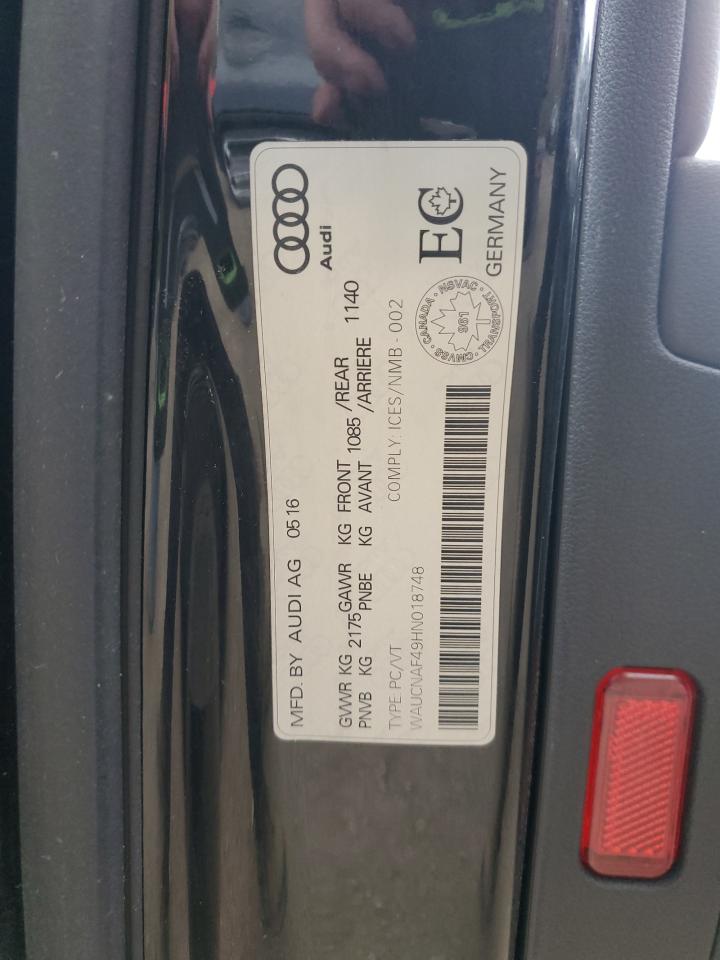 2017 Audi A4 Technik VIN: WAUCNAF49HN018748 Lot: 86253885