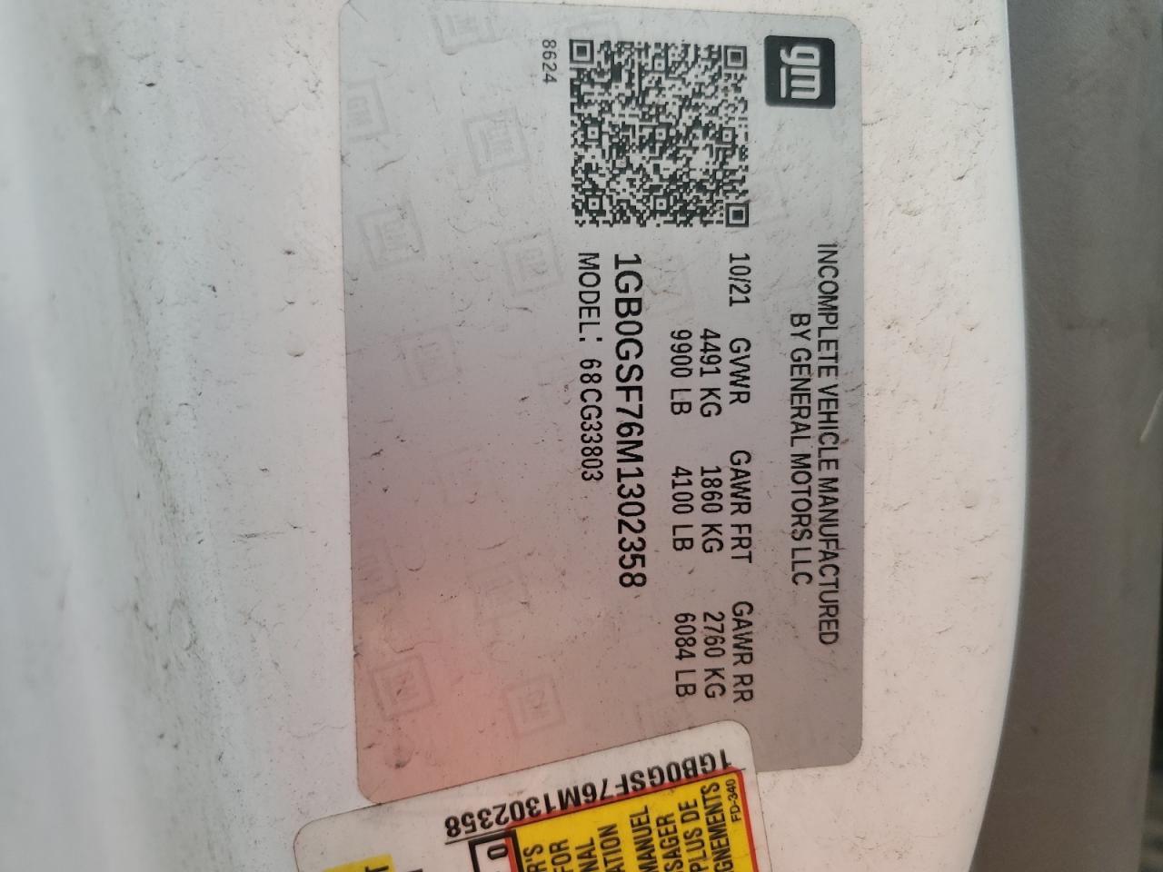 2021 Chevrolet Express G3500 VIN: 1GB0GSF76M1302358 Lot: 81545115