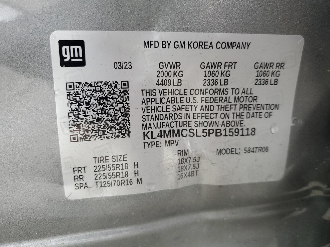 2023 Buick Encore Gx Preferred VIN: KL4MMCSL5PB159118 Lot: 89926965