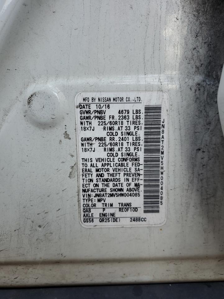 2017 Nissan Rogue S VIN: JN8AT2MV5HW004085 Lot: 86104265