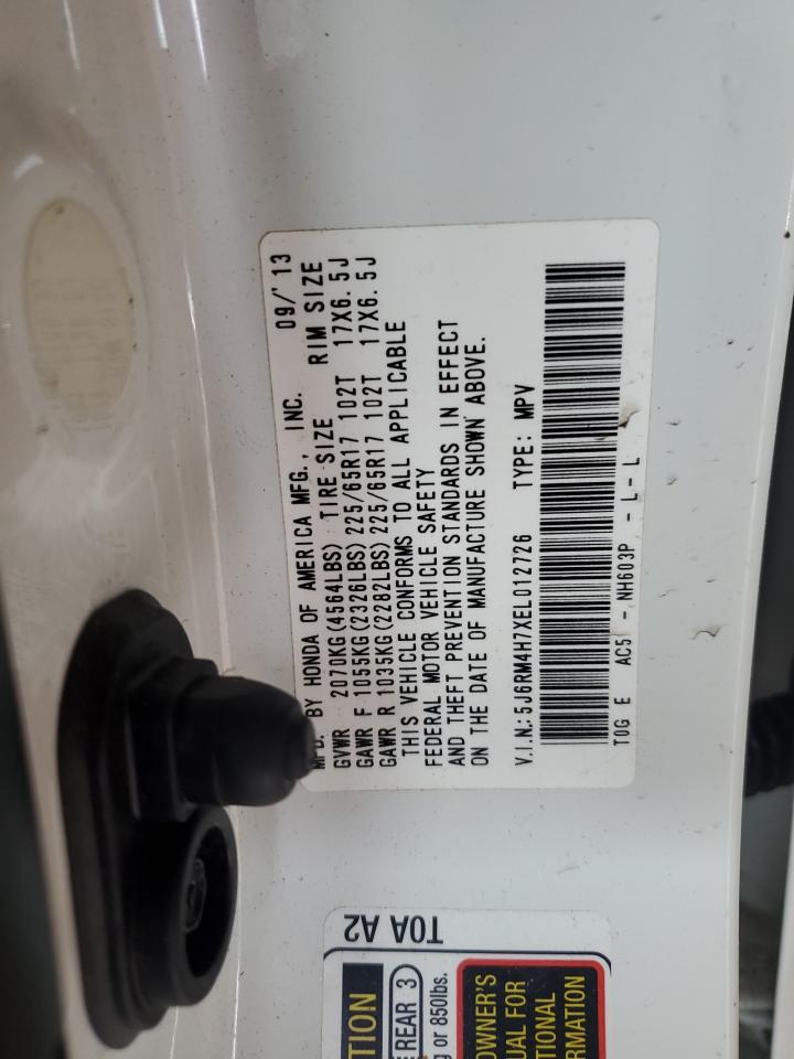 2014 Honda Cr-V Exl VIN: 5J6RM4H7XEL012726 Lot: 90568645