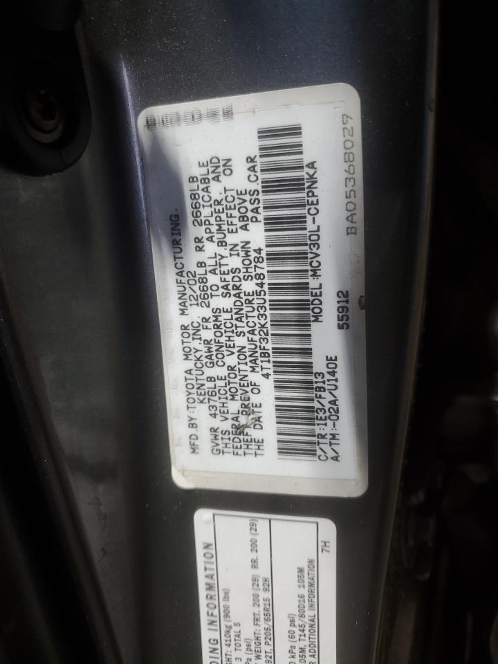 2003 Toyota Camry Le VIN: 4T1BF32K33U548784 Lot: 85709875