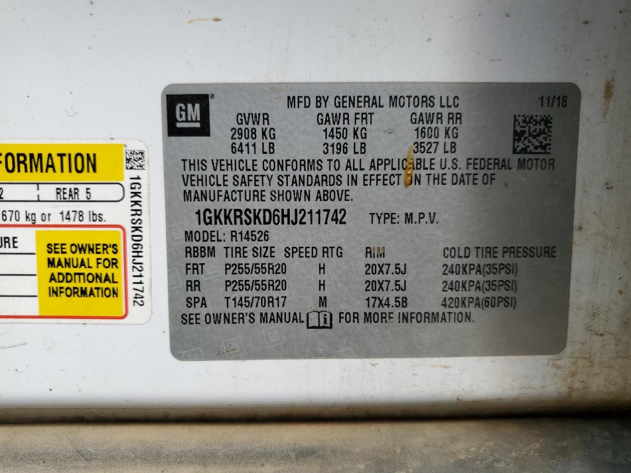 2017 GMC Acadia Limited Slt-2 VIN: 1GKKRSKD6HJ211742 Lot: 84924775