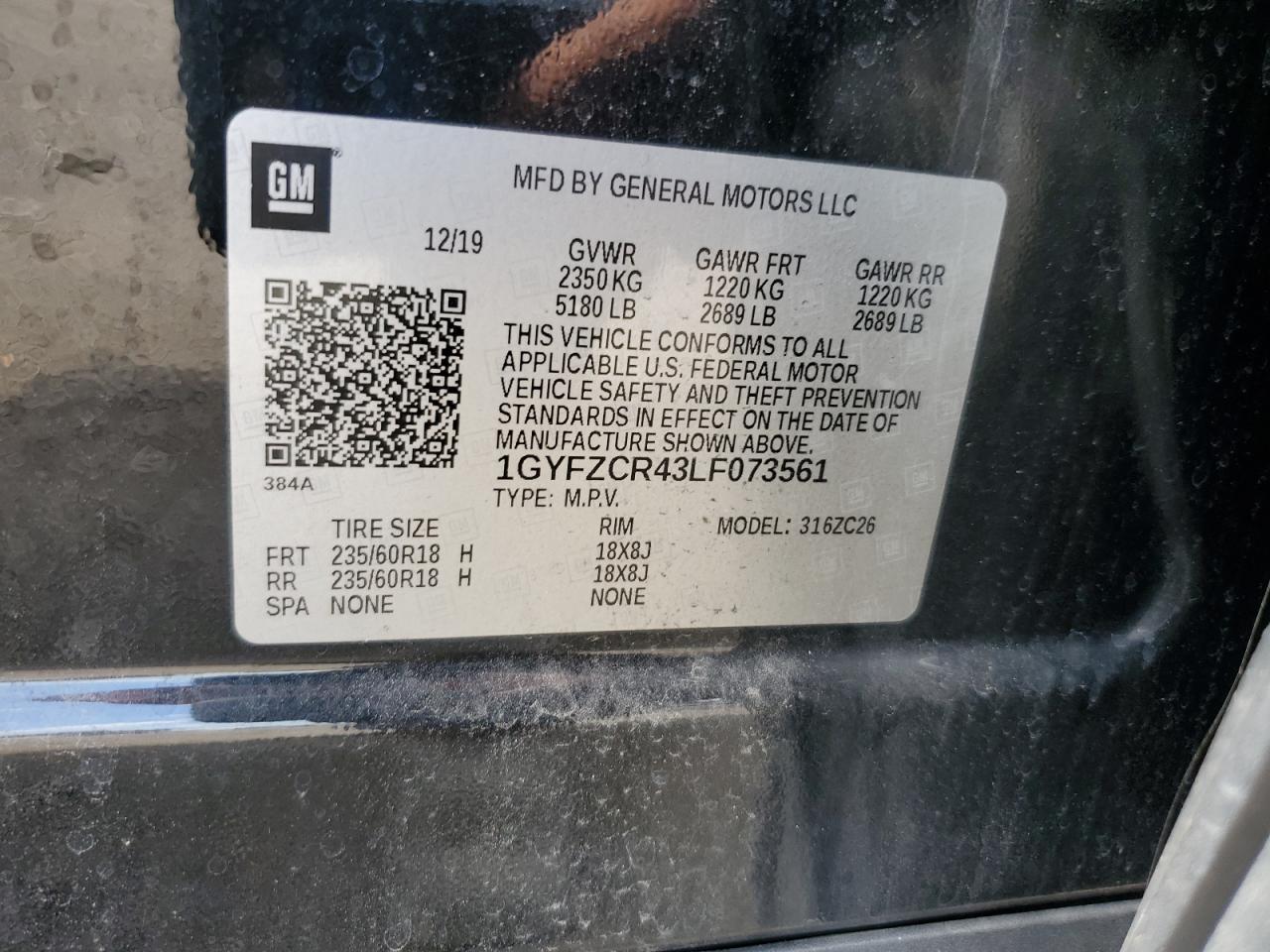 2020 Cadillac Xt4 Premium Luxury VIN: 1GYFZCR43LF073561 Lot: 89535755