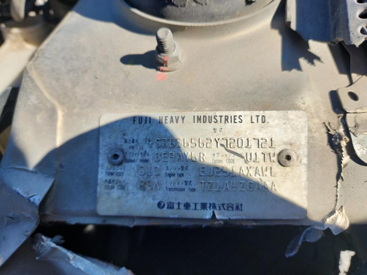 2000 Subaru Legacy Gt Limited VIN: 4S3BE6562Y7201721 Lot: 68263405