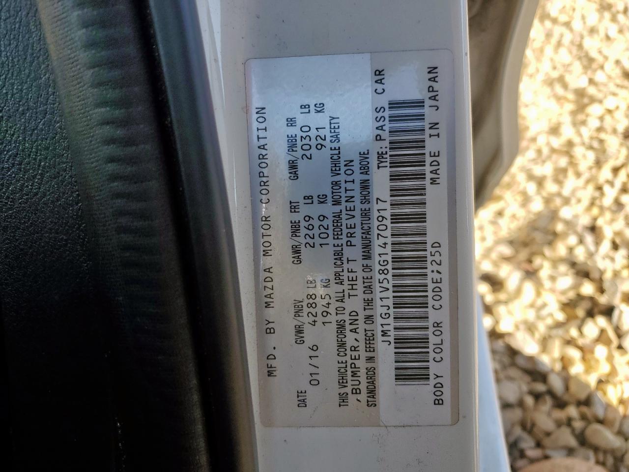 2016 Mazda 6 Touring VIN: JM1GJ1V58G1470917 Lot: 90420825