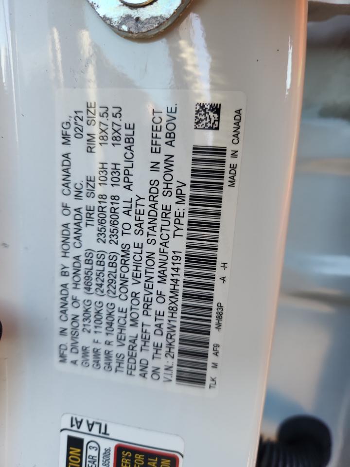 2021 Honda Cr-V Exl VIN: 2HKRW1H8XMH414191 Lot: 90773325