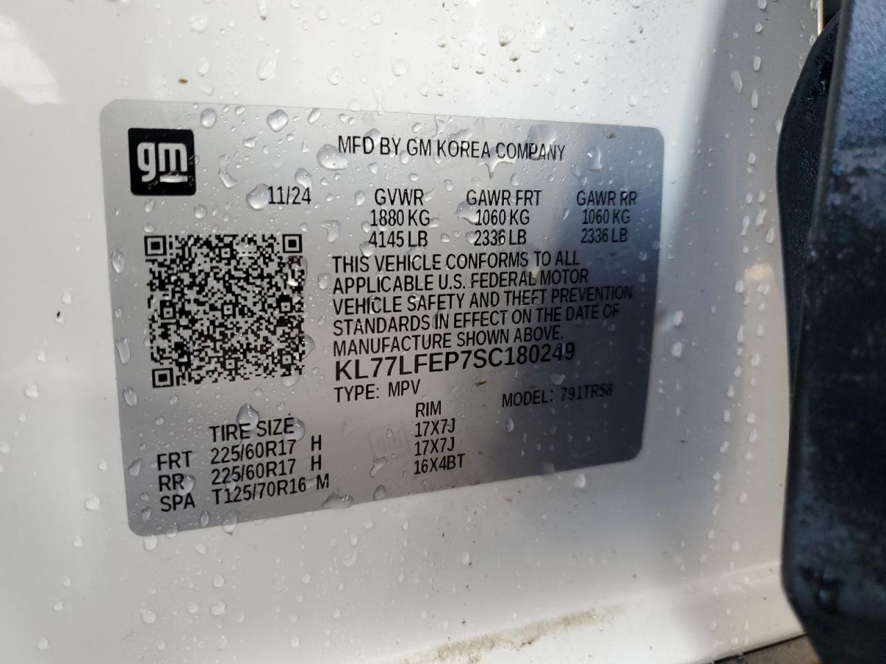 2025 Chevrolet Trax Ls VIN: KL77LFEP7SC180249 Lot: 86436195