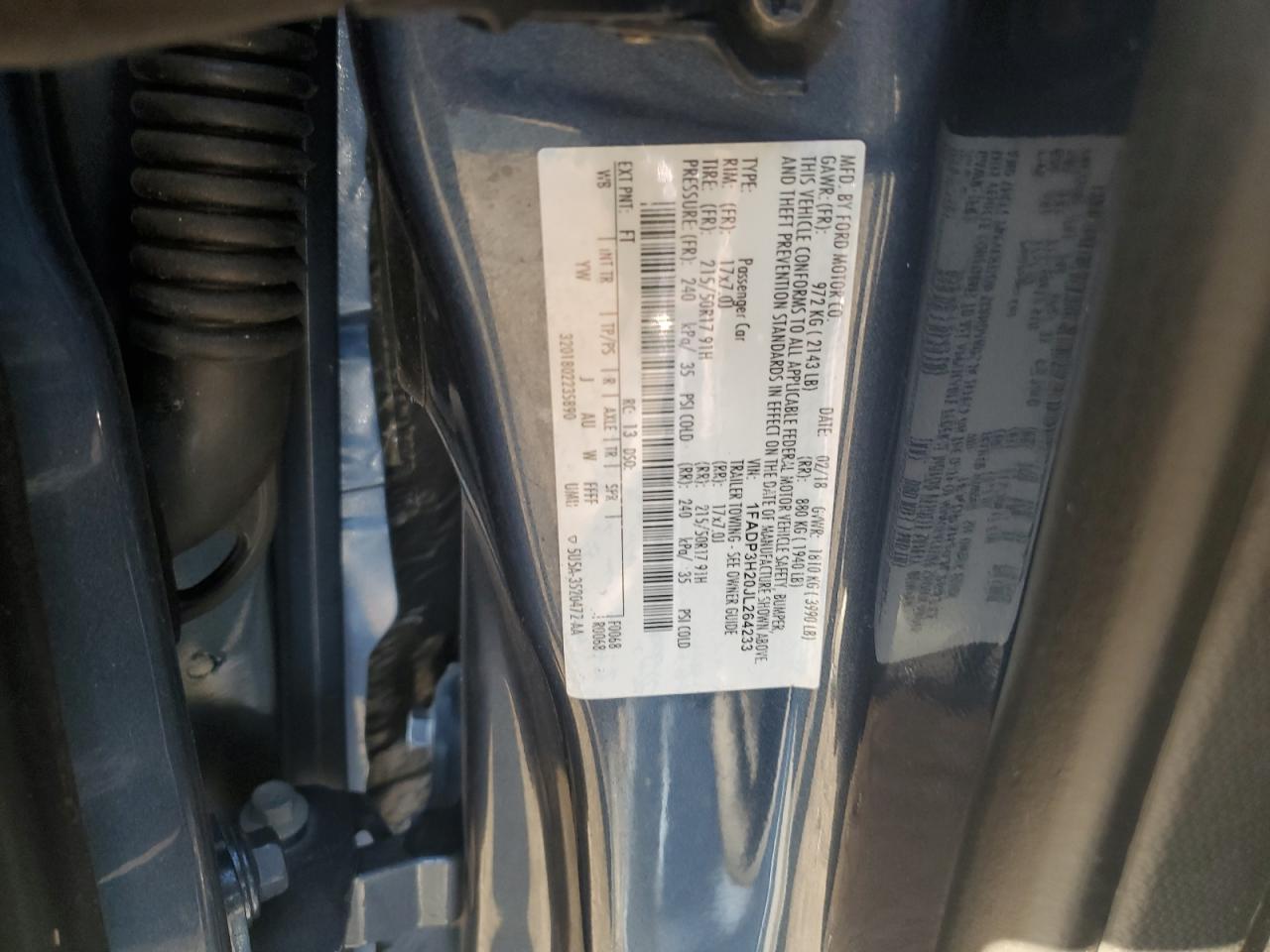 2018 Ford Focus Sel VIN: 1FADP3H20JL264233 Lot: 86289105