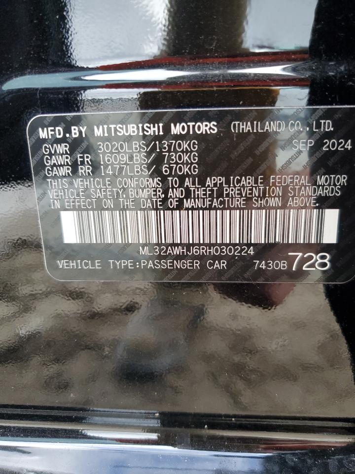 2024 Mitsubishi Mirage Se VIN: ML32AWHJ6RH030224 Lot: 85126285