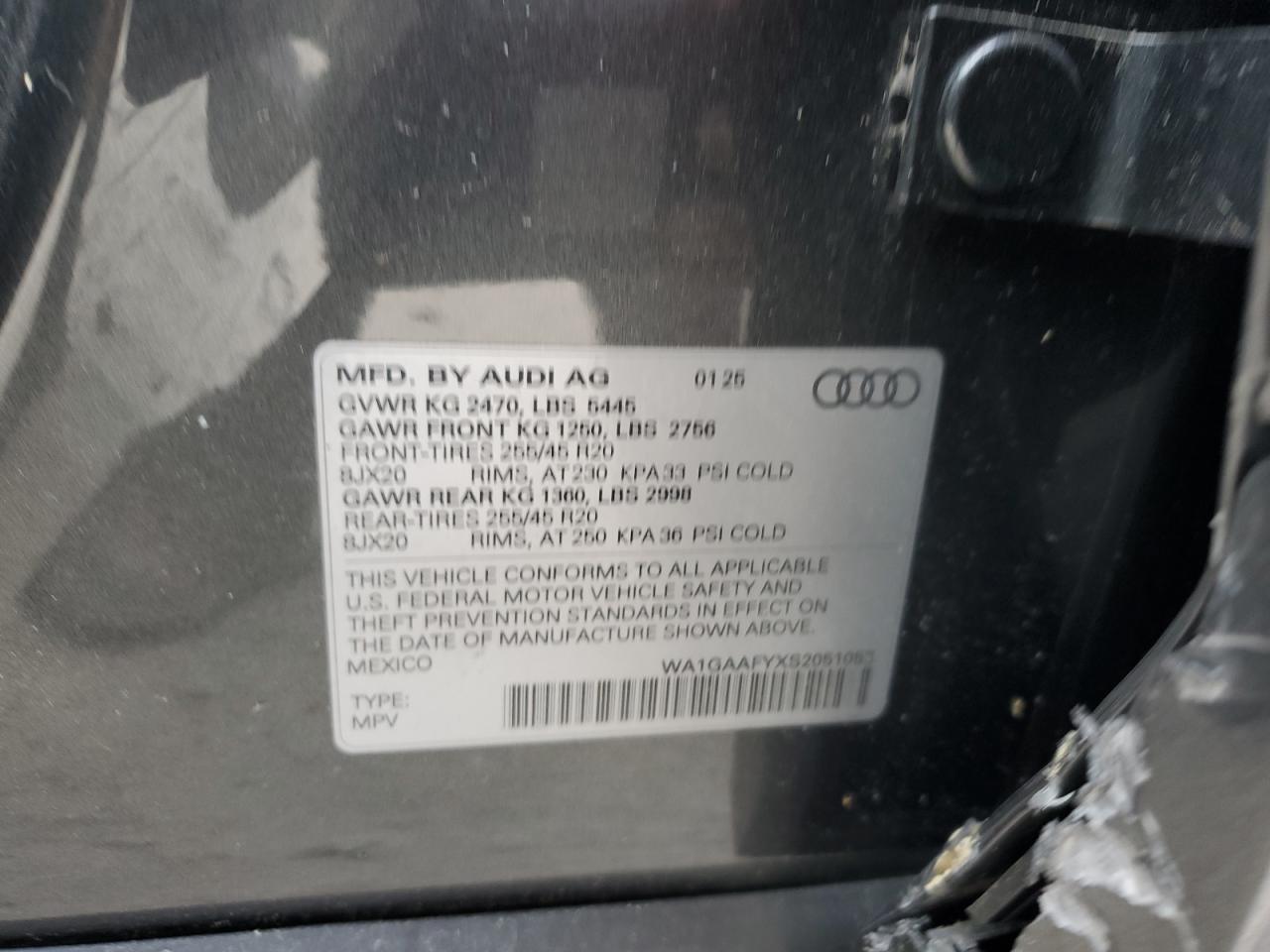 2025 Audi Q5 Premium 45 VIN: WA1GAAFYXS2051053 Lot: 80727805