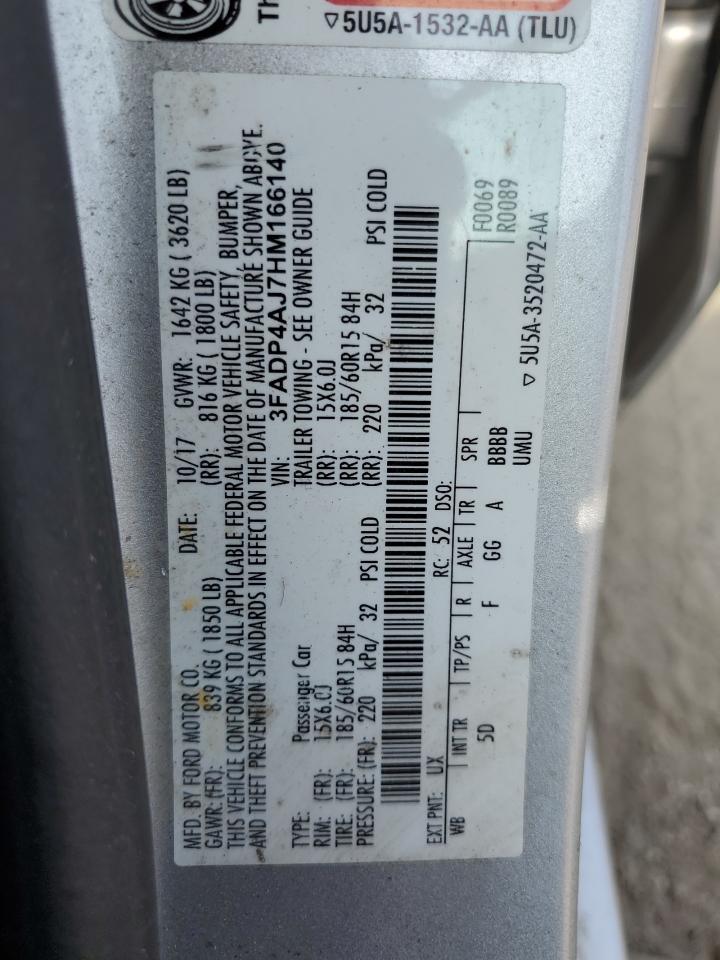 2017 Ford Fiesta S VIN: 3FADP4AJ7HM166140 Lot: 89719045