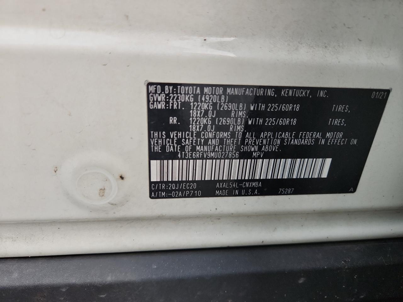 2021 Toyota Rav4 Xse VIN: 4T3E6RFV9MU027856 Lot: 84644495