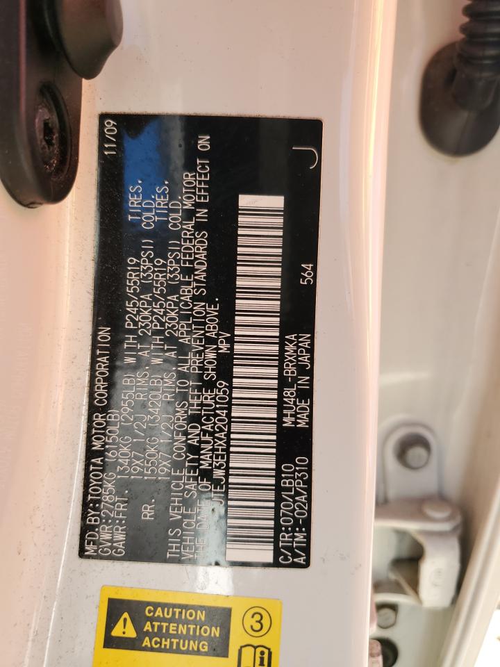 2010 Toyota Highlander Hybrid Limited VIN: JTEJW3EHXA2041059 Lot: 86508345