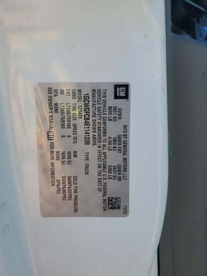 2014 Chevrolet Express G2500 VIN: 1GCWGFCB4E1141208 Lot: 82559665