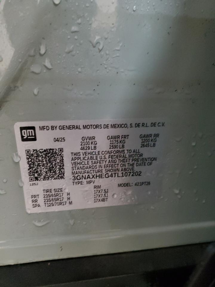 2026 Chevrolet Equinox Lt VIN: 3GNAXHEG4TL107202 Lot: 86225665