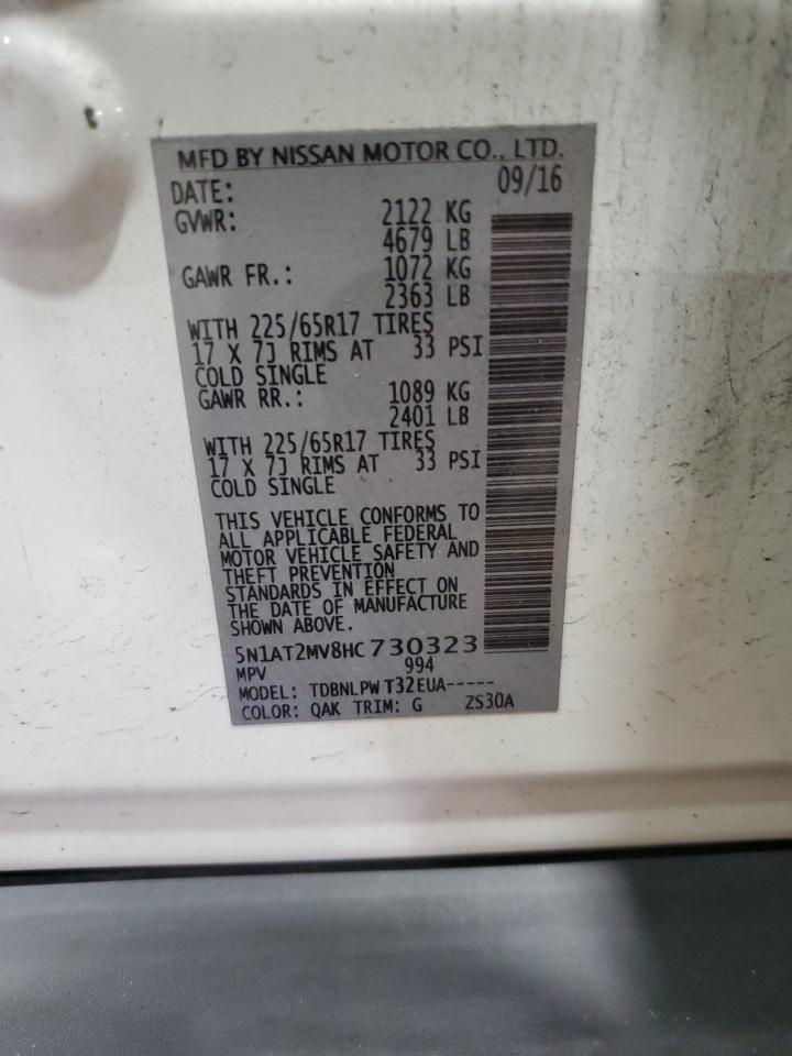 2017 Nissan Rogue Sv VIN: 5N1AT2MV8HC730323 Lot: 85170345