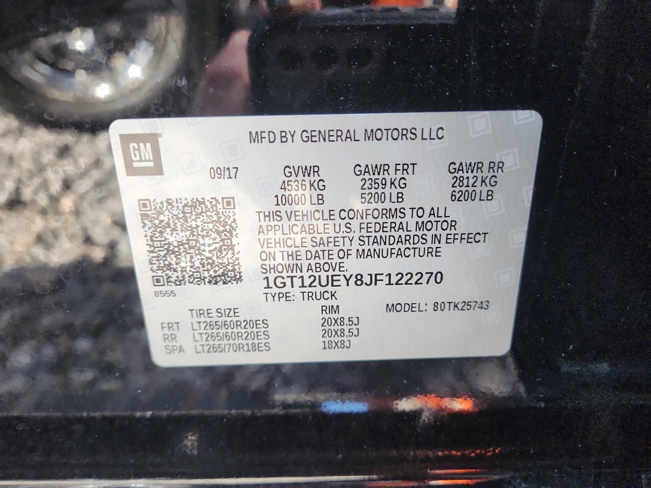 2018 GMC Sierra K2500 Denali VIN: 1GT12UEY8JF122270 Lot: 90699985