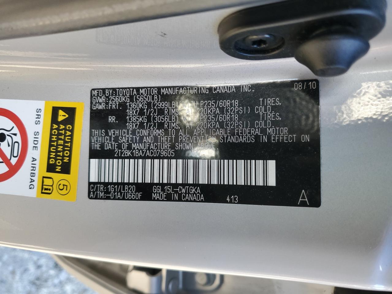 2010 Lexus Rx 350 VIN: 2T2BK1BA7AC079605 Lot: 90089545