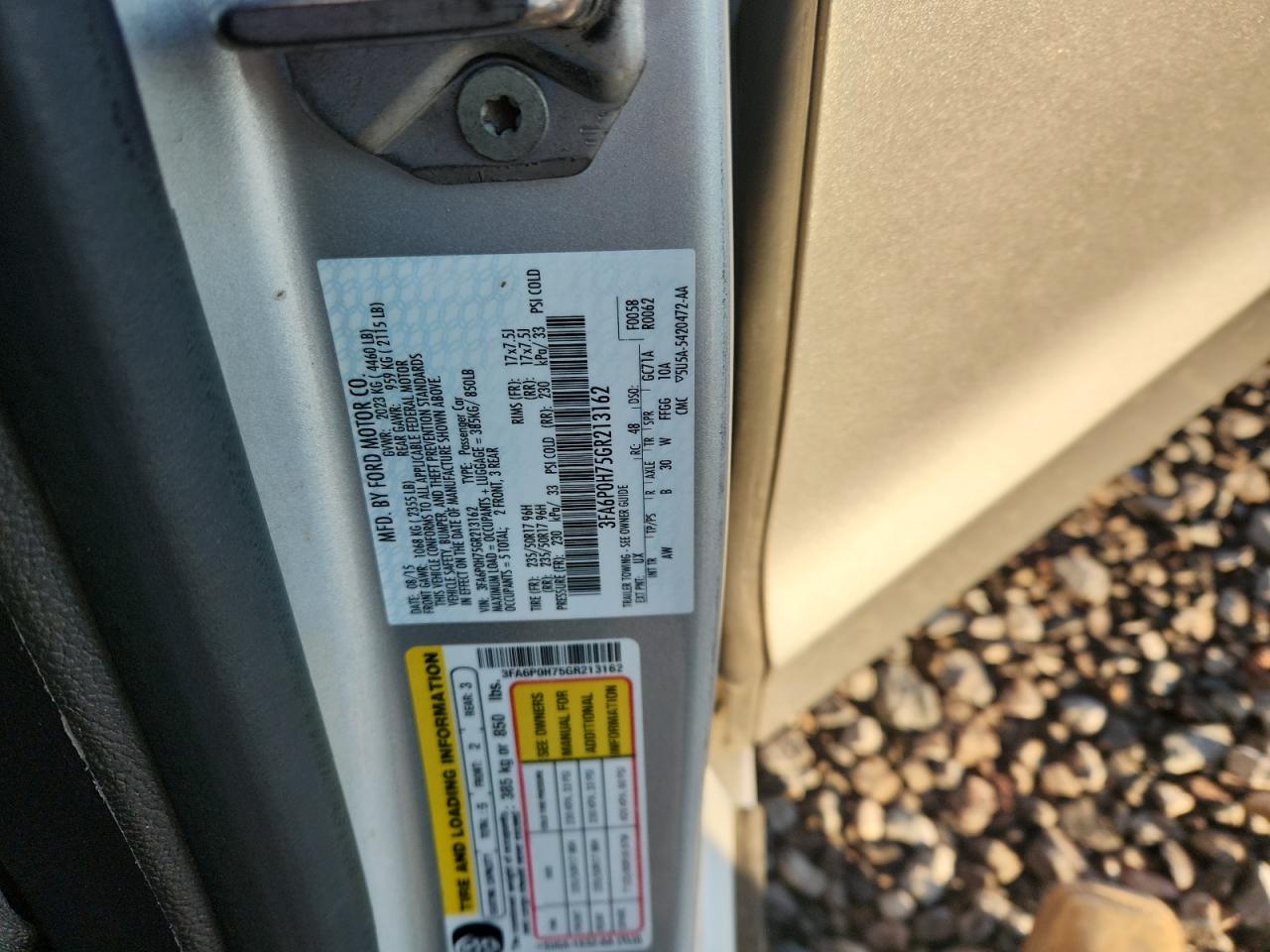 2016 Ford Fusion Se VIN: 3FA6P0H75GR213162 Lot: 90791785