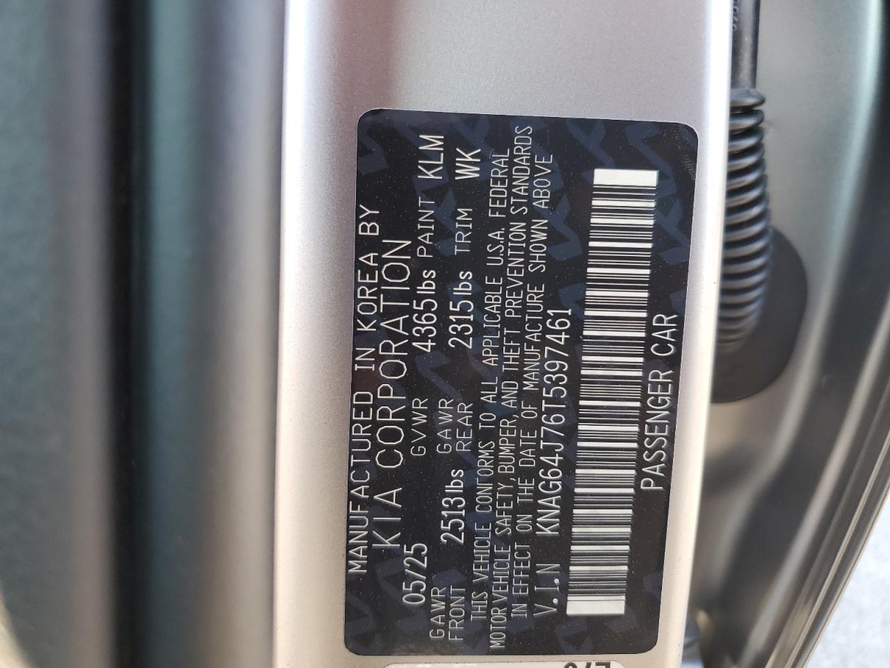 2026 Kia K5 Gt Line VIN: KNAG64J76T5397461 Lot: 86867725