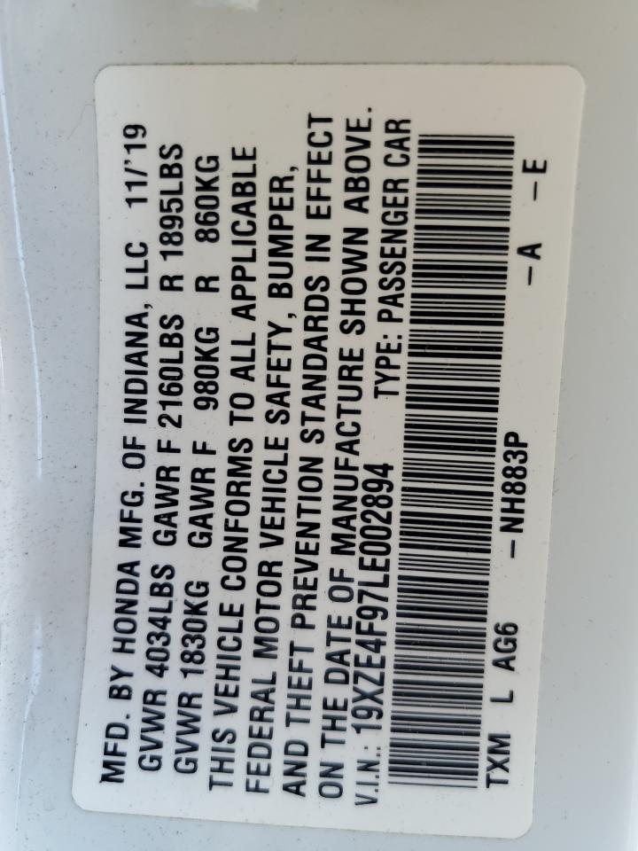 2020 Honda Insight Touring VIN: 19XZE4F97LE002894 Lot: 84644835