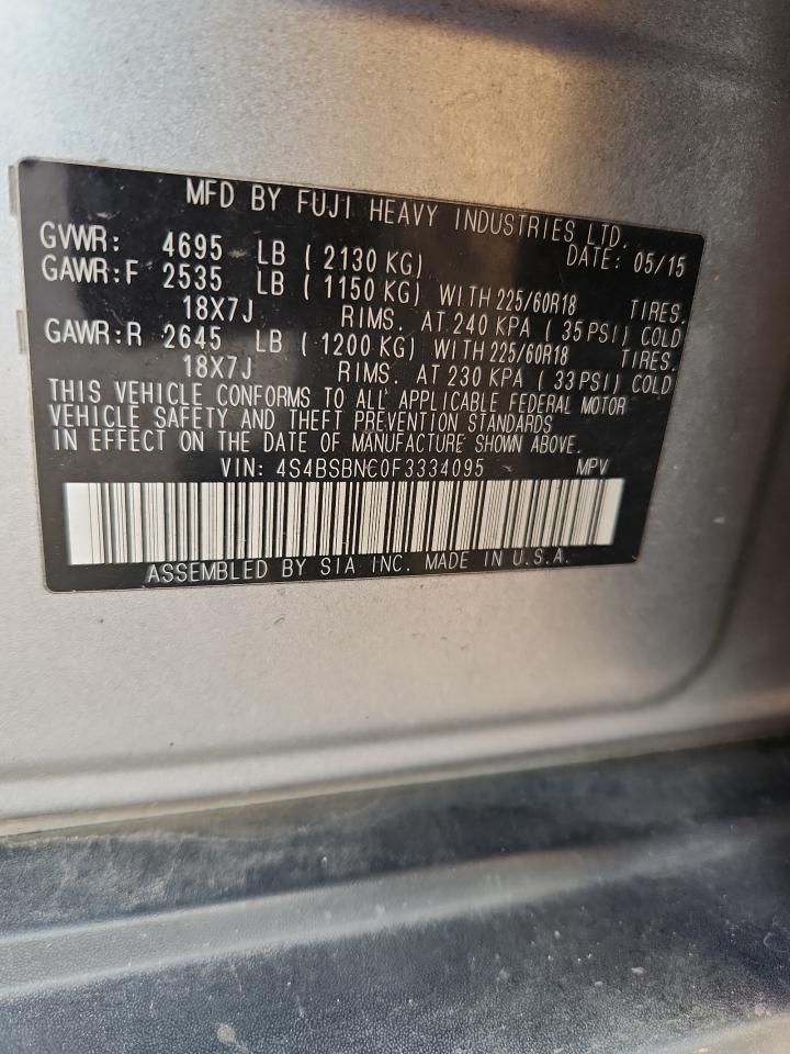 2015 Subaru Outback 2.5I Limited VIN: 4S4BSBNC0F3334095 Lot: 84428365