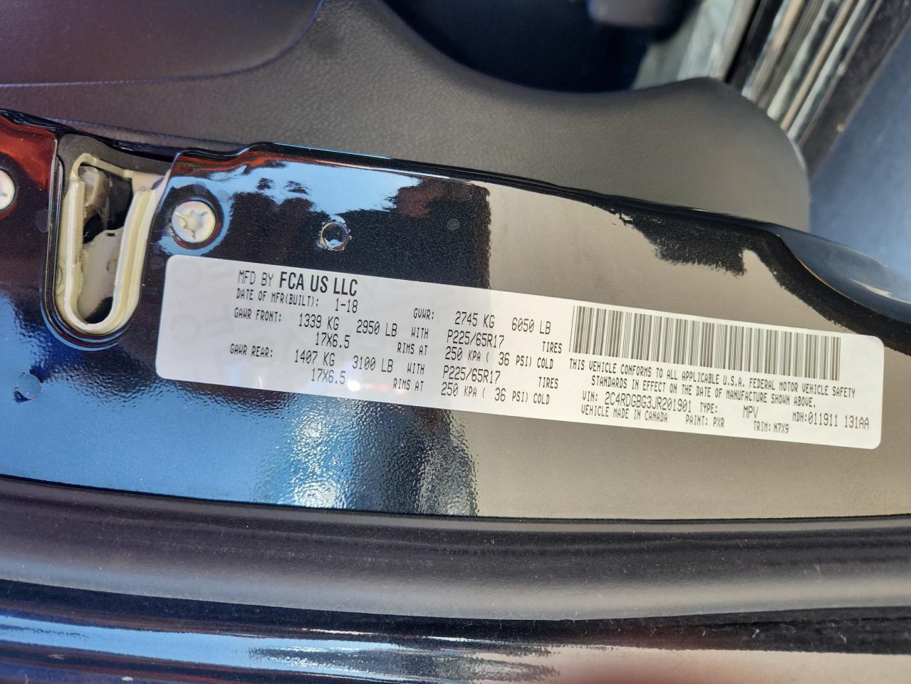 2018 Dodge Grand Caravan Se VIN: 2C4RDGBG3JR201901 Lot: 87475695