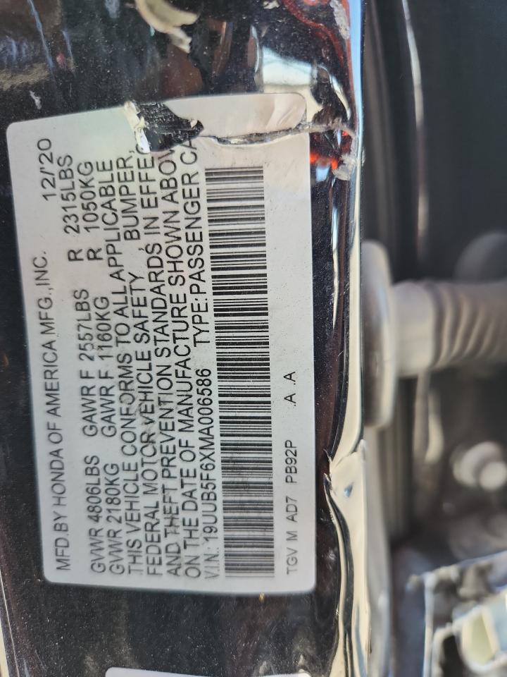 2021 Acura Tlx Advance VIN: 19UUB5F6XMA006586 Lot: 86679245