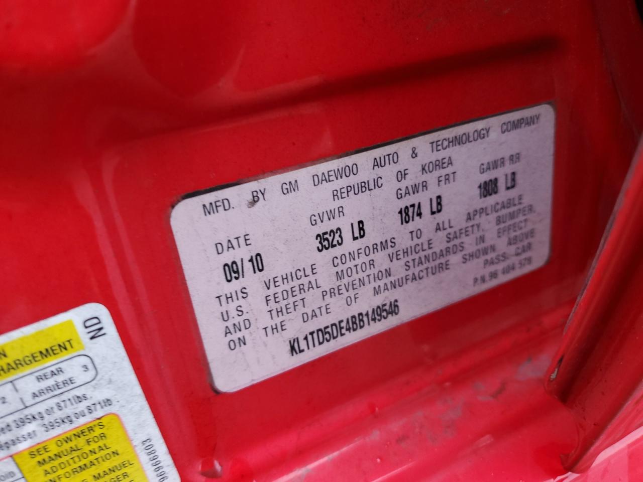 2011 Chevrolet Aveo Ls VIN: KL1TD5DE4BB149546 Lot: 85556885