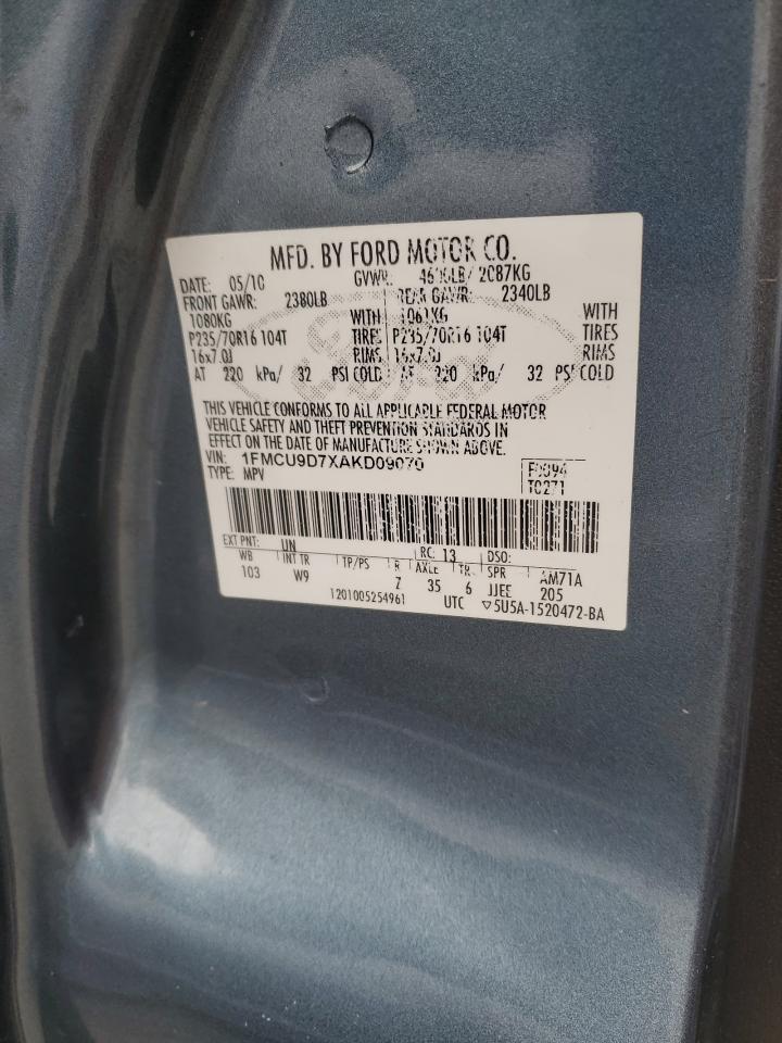 2010 Ford Escape Xlt VIN: 1FMCU9D7XAKD09070 Lot: 82399185