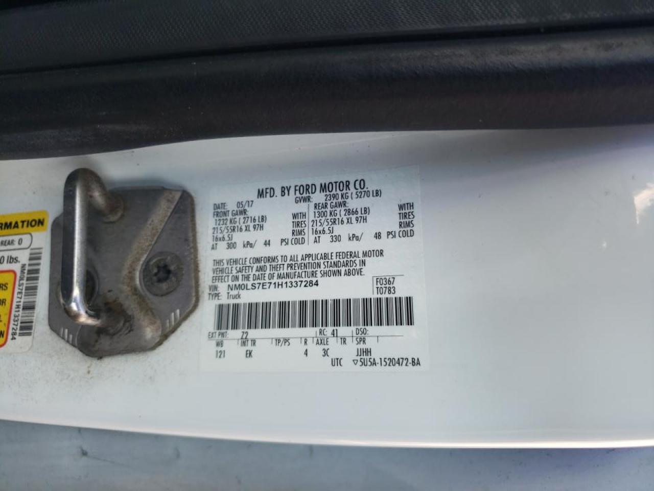 2017 Ford Transit Connect Van VIN: NM0LS7E71H1337284 Lot: 87304185