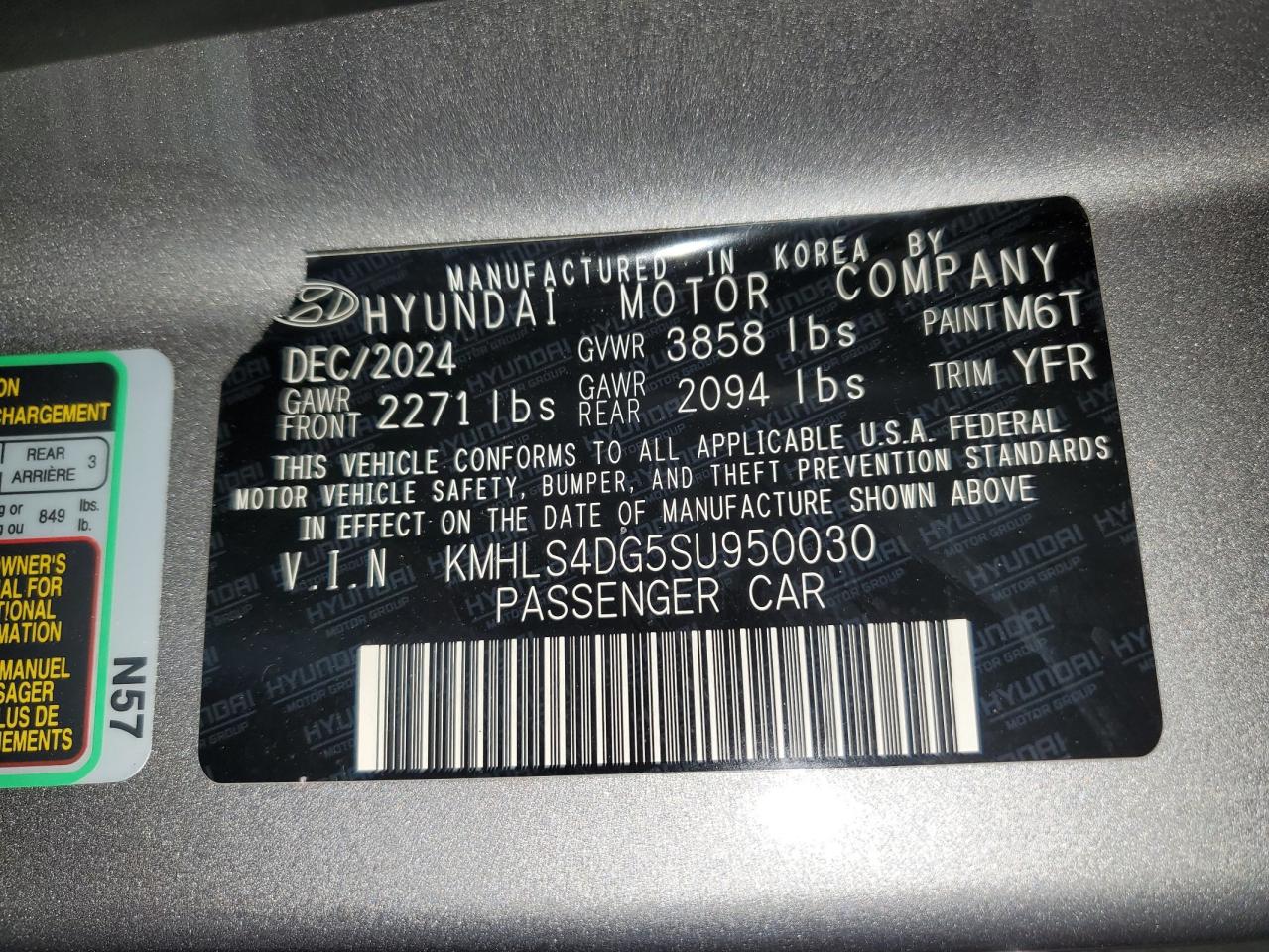 2025 Hyundai Elantra Sel VIN: KMHLS4DG5SU950030 Lot: 86215835