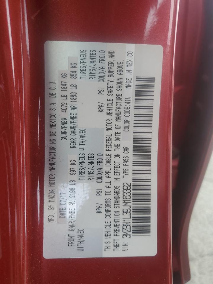 2018 Mazda 3 Touring VIN: 3MZBN1L39JM163392 Lot: 84567475