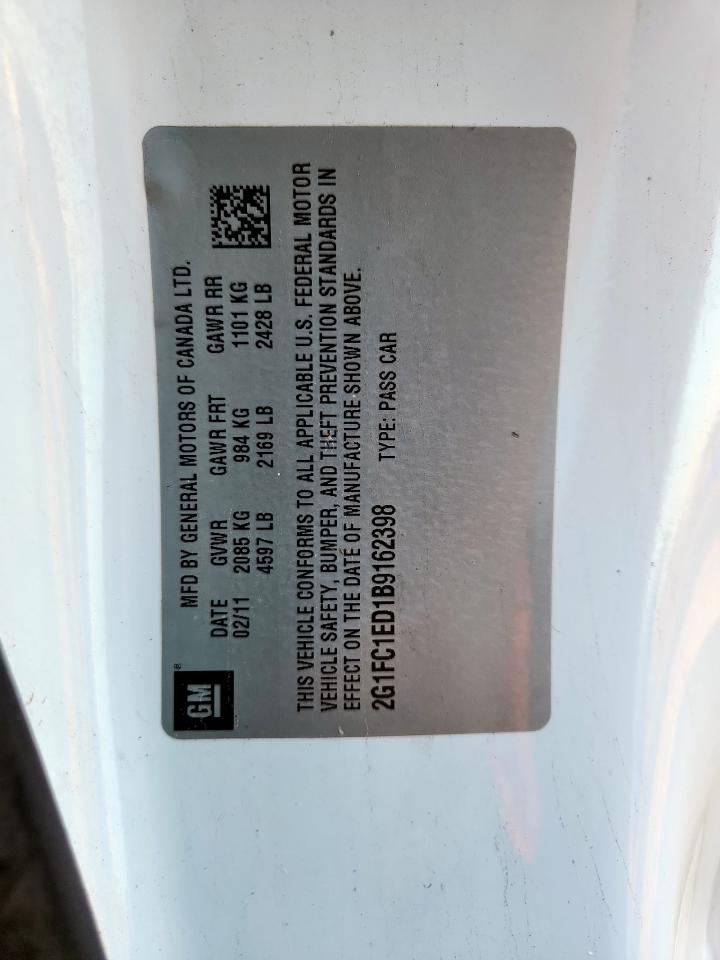 2011 Chevrolet Camaro Lt VIN: 2G1FC1ED1B9162398 Lot: 86623045