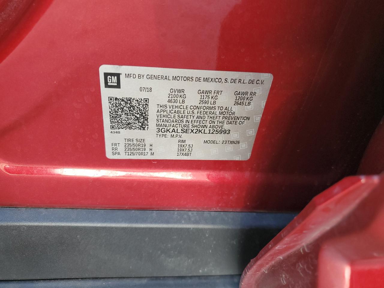 2019 GMC Terrain Denali VIN: 3GKALSEX2KL125993 Lot: 85199065