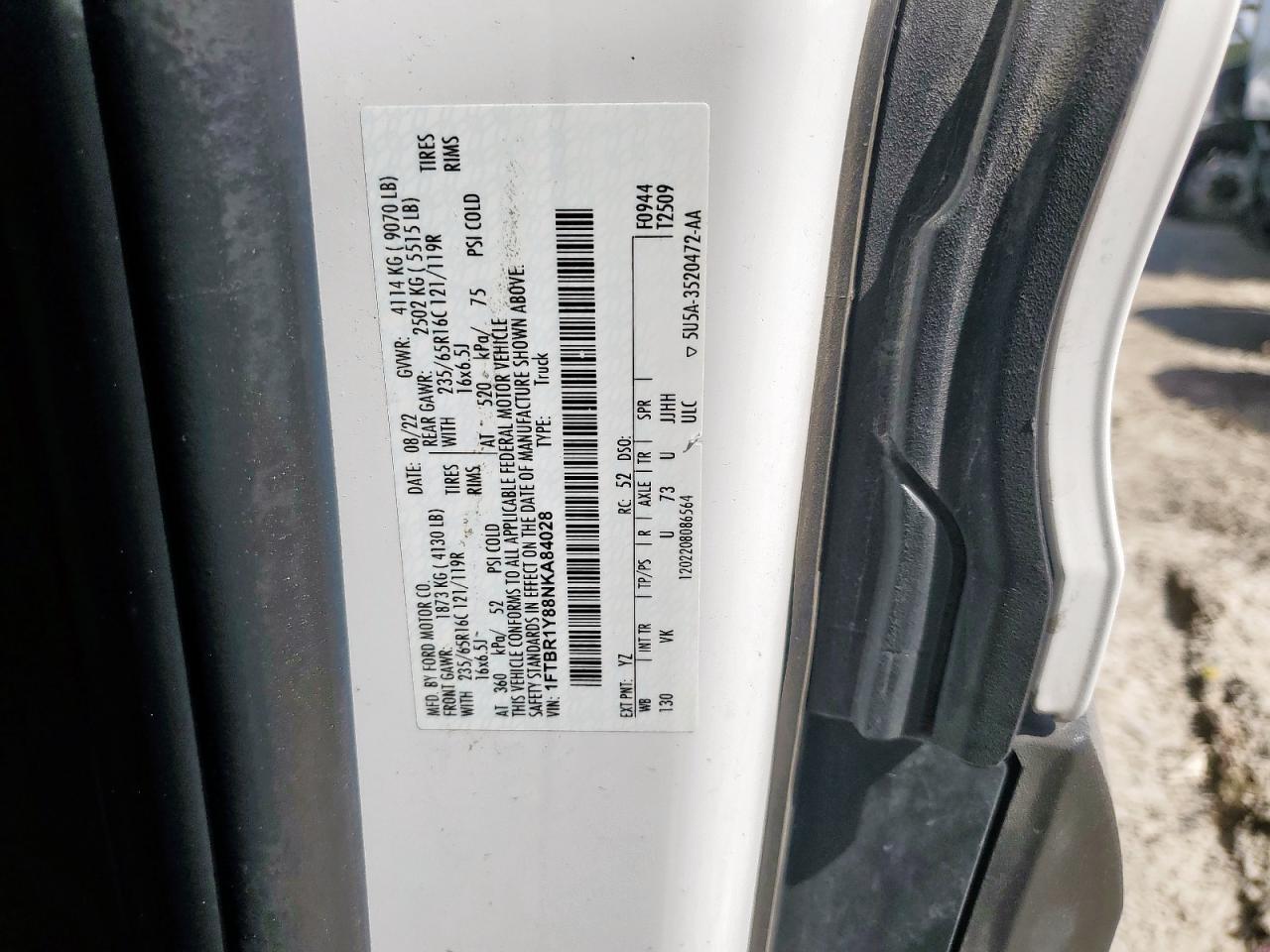 2022 Ford Transit T-250 VIN: 1FTBR1Y88NKA84028 Lot: 84947075