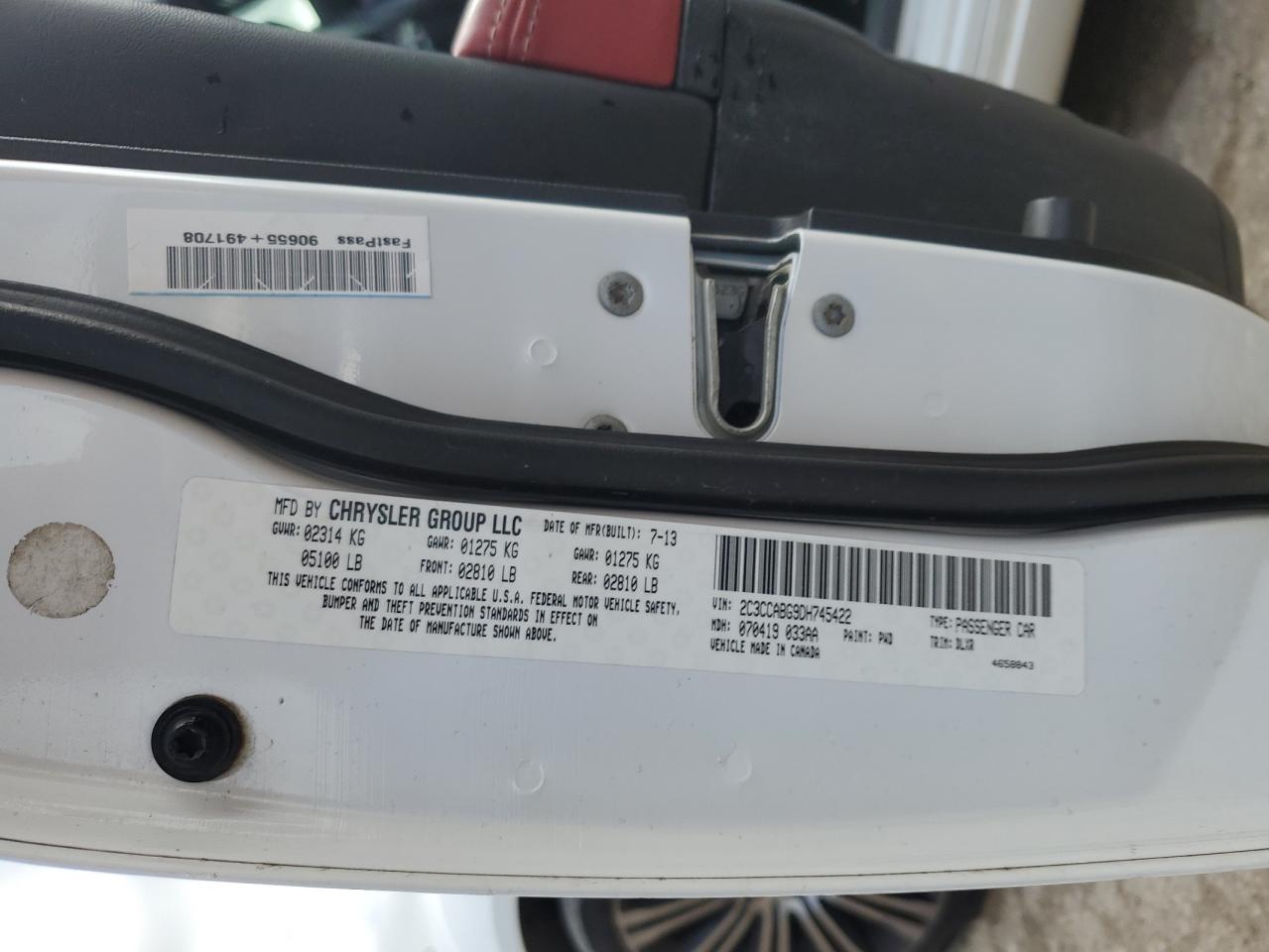 2013 Chrysler 300 S VIN: 2C3CCABG9DH745422 Lot: 85173535