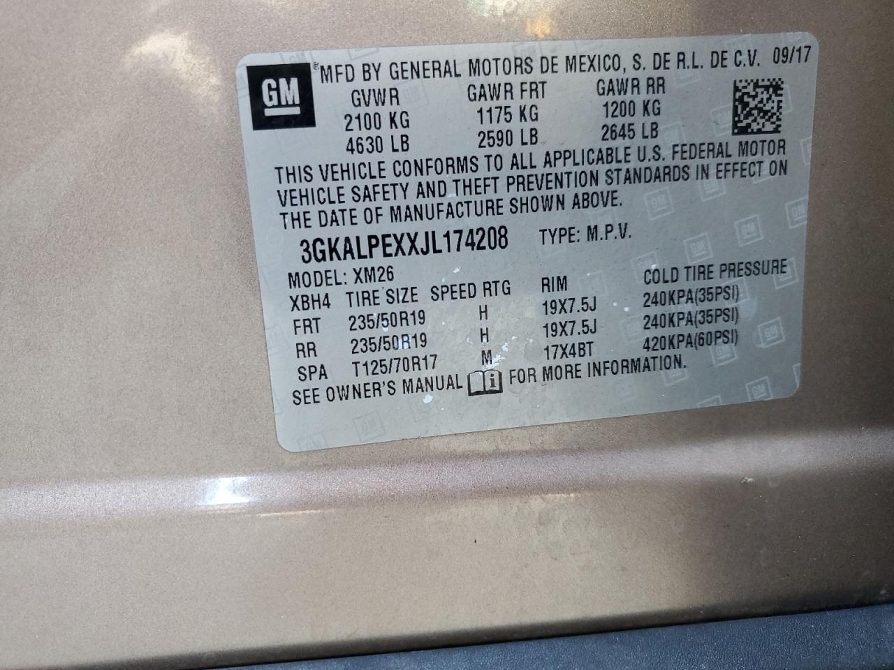 2018 GMC Terrain Slt VIN: 3GKALPEXXJL174208 Lot: 85088345