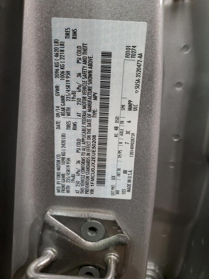 2014 Ford Escape Titanium VIN: 1FMCU0JX2EUE50208 Lot: 86448455