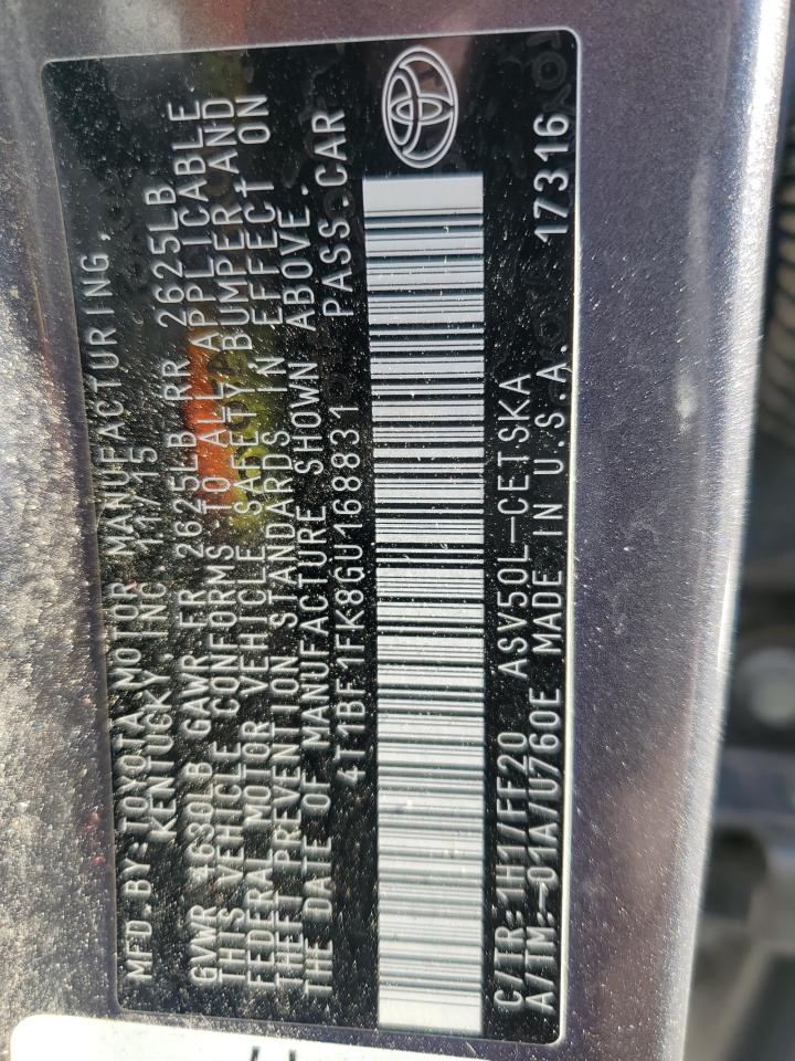 2016 Toyota Camry Le VIN: 4T1BF1FK8GU168831 Lot: 84632015