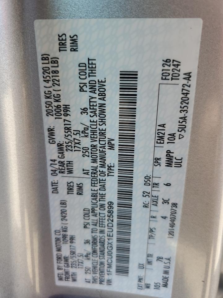 2014 Ford Escape Se VIN: 1FMCU0GX1EUD25899 Lot: 86784595