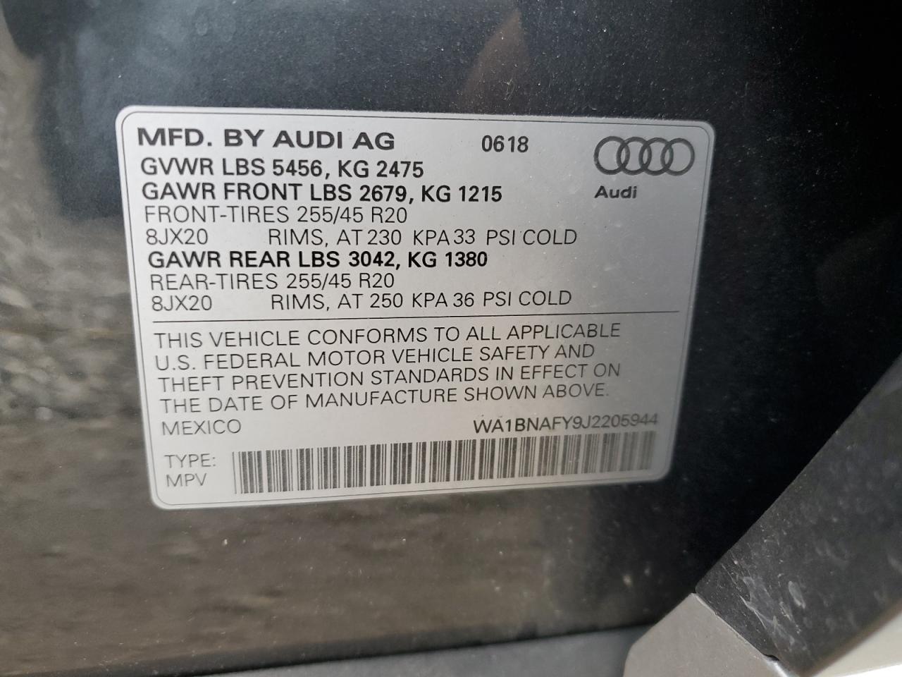 2018 Audi Q5 Premium Plus VIN: WA1BNAFY9J2205944 Lot: 82476835