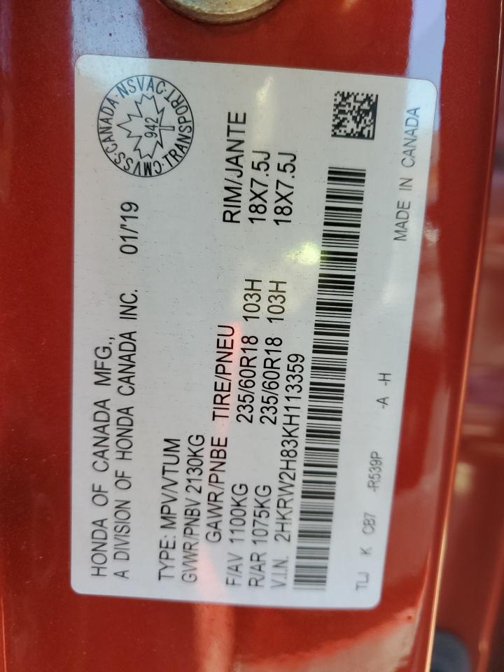 2019 Honda Cr-V Exl VIN: 2HKRW2H83KH113359 Lot: 86273375