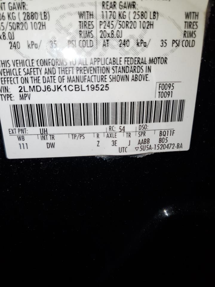 2012 Lincoln Mkx VIN: 2LMDJ6JK1CBL19525 Lot: 87353195